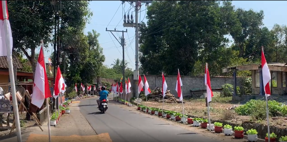 Sambut HUT RI ke-81, Pemuda PRIMMA Madesan Gelar Pemasangan Bendera Merah Putih di Sepanjang Jalan Desa
